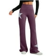 thumbnail image 1 of FAHXNVB Women's Stars Graphic Flare Yoga Pants High Waisted Workout Leggings Fashion Y2K Streetwear Bootcut Flare Leggings,XL,Wine, 1 of 8