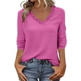 thumbnail image 1 of FAHXNVB Womens 3/4 Sleeve Blouses V Neck Ruffle Trim Loose Fit Solid Color Tops Casual Lightweight Breathable Soft Comfort Business Shirts, 1 of 8