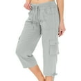 thumbnail image 1 of FAHXNVB Womens Cargo Capris Pants High Waist Casual Capri Pants with Pockets Dressy Lightweight Loose Fit Baggy Hiking Cargo Pants, 1 of 7