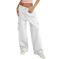 thumbnail image 1 of FAHXNVB Womens Cargo Sweatpants Drawstring High Waisted Fleece Lined Wide Leg Joggers Sweat Pants with Pockets Baggy Athletic Pants, 1 of 4