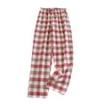 thumbnail image 1 of FAHXNVB Womens Cotton Pajama Pants Plaid Sleep Lounge Pj Bottoms With Pockets Lightweight Casual Stretch Wide Leg Sleepwear Pants, 1 of 3