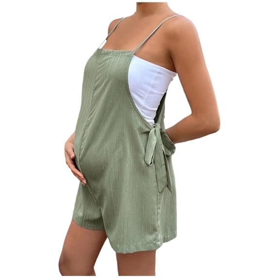 FAHXNVB Womens Maternity Casual Jumpsuit Shorts Adjustable Waist Sleeveless Pregnancy Shorts Jumpsuit Solid Color Lightweight Fashion Cozy Baggy Jumpsuit