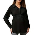 thumbnail image 1 of FAHXNVB Womens Maternity Tops Long Sleeve Pregnancy Blouses Solid Color Lapel Collar Pregnant Clothes,L, 1 of 3