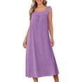 thumbnail image 1 of FAHXNVB Womens Nightgowns Square Neck Ruffle Hem Sleeveless Victorian Sleep Dress Ladies Flowy Long Sleepwear Night Dress, 1 of 7