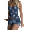 thumbnail image 1 of FAHXNVB Womens Pajamas Set Casual Polka Dot Printed Sleepwear Soft Pj Sets 2 Piece Sleeveless Cropped Cami Top and Shorts Loungewear S-XXL, 1 of 6