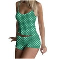 thumbnail image 1 of FAHXNVB Womens Pajamas Set Casual Polka Dot Printed Sleepwear Soft Pj Sets 2 Piece Sleeveless Cropped Cami Top and Shorts Loungewear S-XXL, 1 of 6