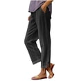 thumbnail image 1 of FAHXNVB Womens Straight Leg Pants Cotton Linen Elastic Waist Athletic Pants Solid Color Workout Fashion Casual Pants with Pockets, 1 of 6
