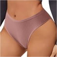thumbnail image 1 of FAHXNVB Womens Underwear Ribbed Knit Low Rise No Show Briefs Solid Color Breathable Soft Stretch Breathable Ladies Panties, 1 of 7