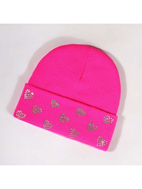 Womens Winter Spakle Rhinestone Beanie Hat Soft Warm Knitted Bling Crystal Beanie Cap Winter Comfy Skull Ski Cap