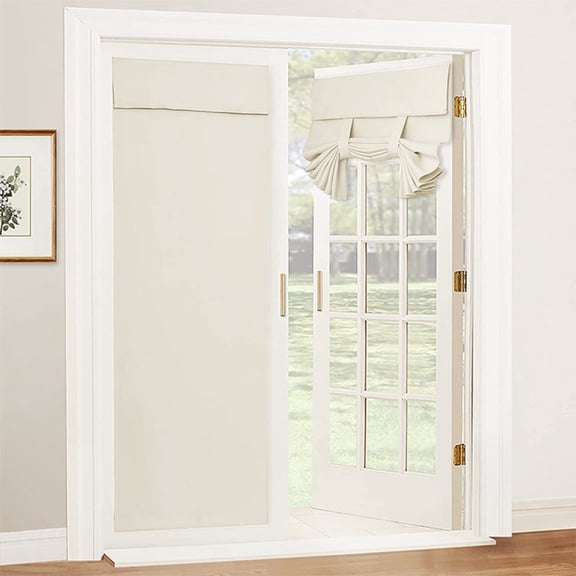 FAHZON French Door Curtains, 100% Blackout Stick On Door Panel for Sliding Glass Doors, 30x80 Inch No Drill Door Shades
