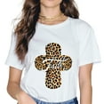 thumbnail image 1 of FAIA Leopard print white t-shirt round neck pullover short sleeve., 1 of 3