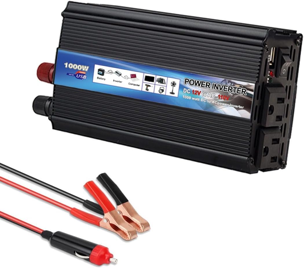 FAINSLIGO Power Inverter 1000W,Inverter 12v to 110v Car Power Inverters for Vehicles, DC to AC Car Plug Adapter Outlet Converter for Laptop Vehicles Camping Road Trip Essentials Adults C80