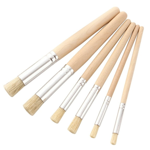 FAIOIN 6 Pcs Premium Stencil Paint Brush Acrylic Paint Brush Set Wood Handle Brush Painting Drawing Supplies Pro Paint Brush