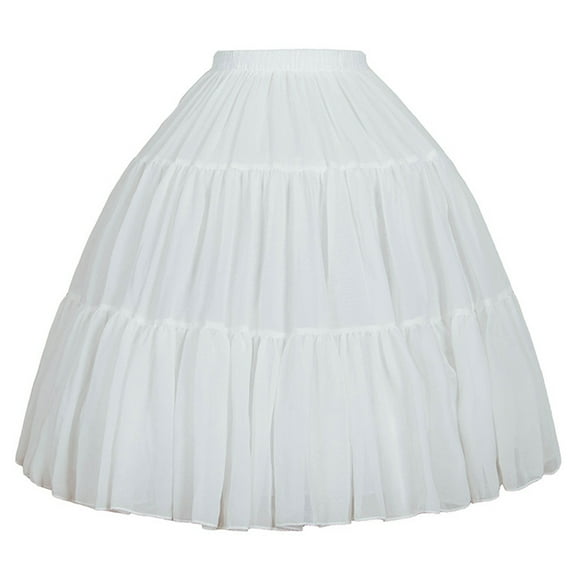 FAIOIN Crinoline Underskirt Short Petticoat Cage for Women Girls Bridal Dress Vintage Ball Gown Adjustable Hoop Skirt White