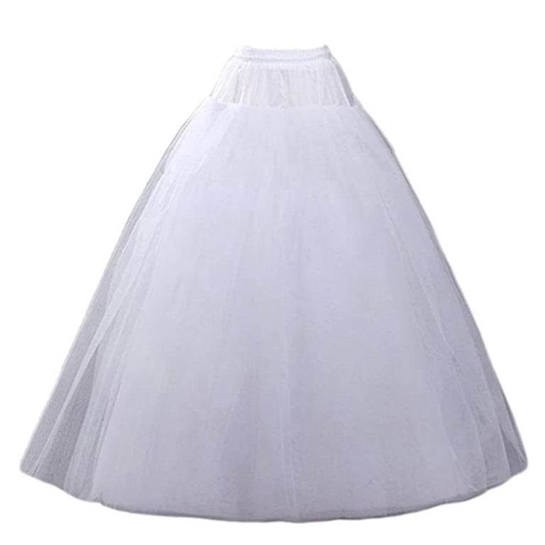 FAIOIN White 4-Layer Hoopless Wedding Ball Gown Crinoline Lolita Bridal  Dress Petticoat Underskirt Floor Length for Women Girls
