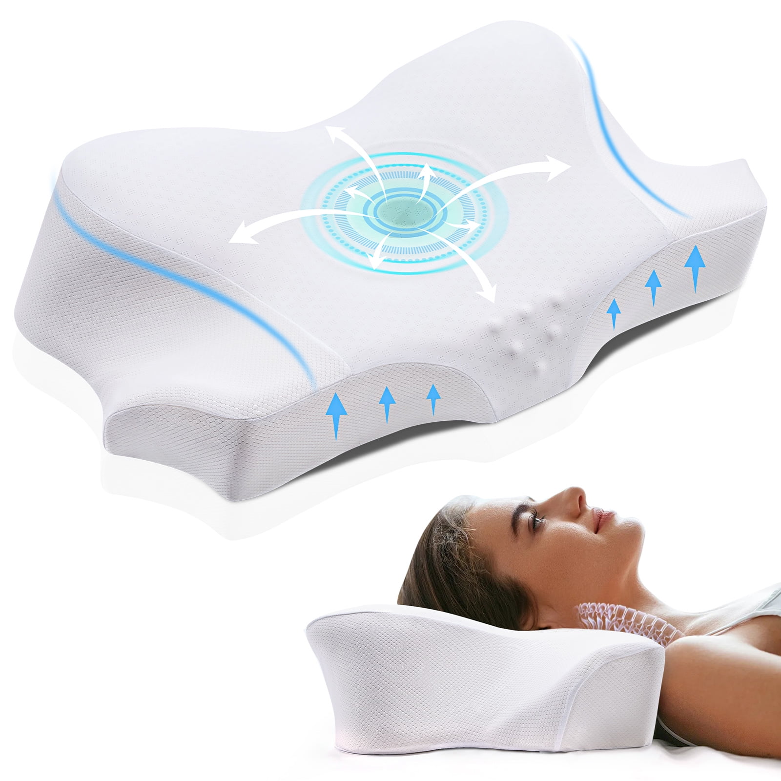 FAIORD Cervical Pillow for Neck Pain Relief,Ergonomic Contoured