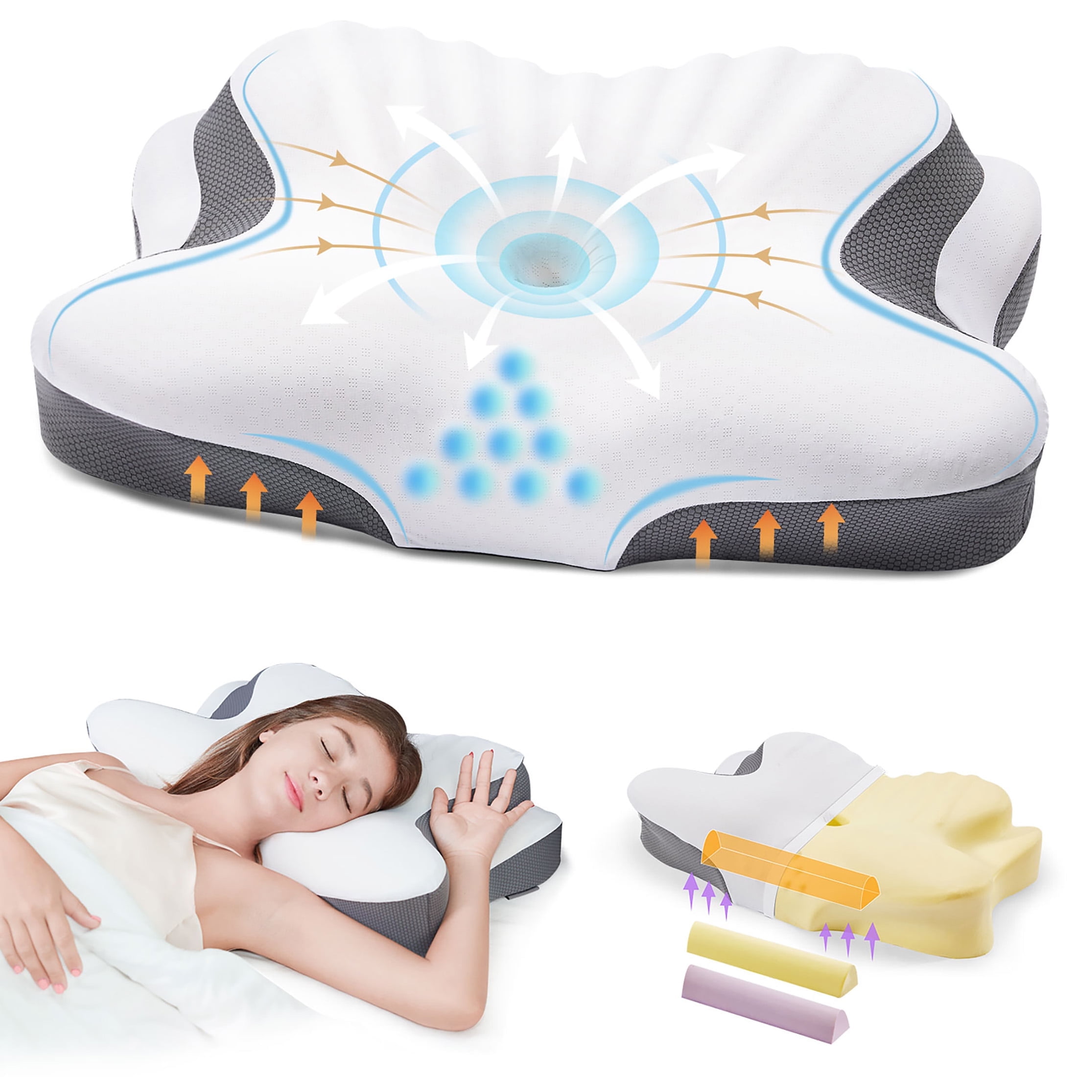 FAIORD Orthopedic Pillow for Side and Back Sleeper Cervical Pillow