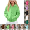 thumbnail image 1 of FAIOROI Zip Up Hoodies for Teen Girls Boys 5-14 Years Fleece Lined Hooded Sweatshirt Jacket with Kangaroo Pocket Mint Green, 1 of 6