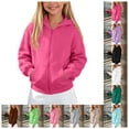 thumbnail image 1 of FAIOROI Zip Up Hoodies for Teen Girls Boys 5-14 Years Fleece Lined Hooded Sweatshirt Jacket with Kangaroo Pocket Hot Pink, 1 of 6