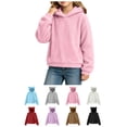 thumbnail image 1 of FAIOROI Kids Fleece Hoodie with Cute Bear Ears, Girls Boys Soft Warm Pullover Sweatshirt, Long Sleeve Hooded Top for Fall Winter Pink 9-10T, 1 of 6