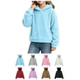 thumbnail image 1 of FAIOROI Kids Fleece Hoodie with Cute Bear Ears, Girls Boys Soft Warm Pullover Sweatshirt, Long Sleeve Hooded Top for Fall Winter Sky Blue 7-8T, 1 of 6