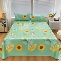 FAIOROI Queen Sheets Ice Silk Bedding Three Piece Set Breathable Soft Bed Sheets Luxurious Silk Bed Sheets And Pillowcases Lifelike And Interesting Patterns Green