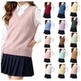 thumbnail image 1 of FAIOROI Unisex Kids Sleeveless Sweater Vest V Neck Cotton Knit for School and Daily Hot Pink 5-6T, 1 of 7