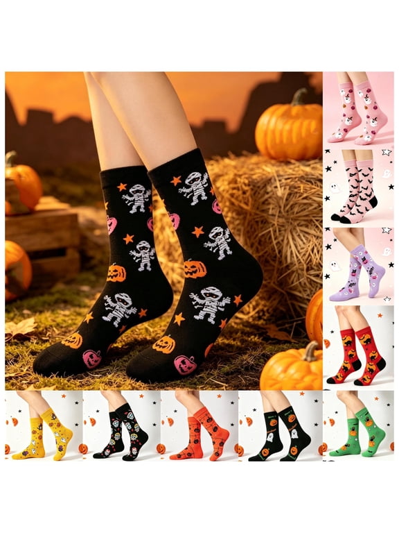 Women Halloween Crew Socks Cute Novelty Dress Socks for Party Costume Gift