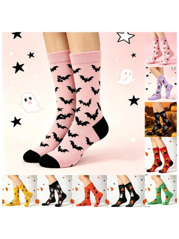 Women Halloween Crew Socks Cute Novelty Dress Socks for Party Costume Gift