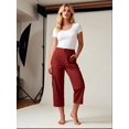 thumbnail image 1 of FAIOROI Womens Wide Leg Capris Casual Cargo Pants Mid‑Calf Length Outdoor Activities,Wine 3XL, 1 of 5