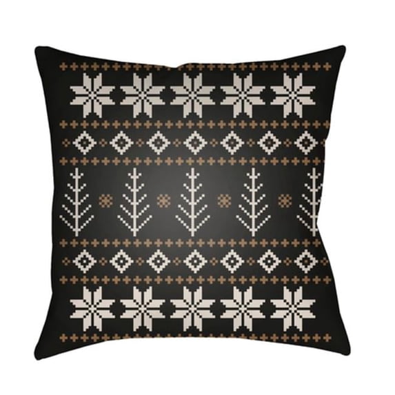 Surya PLAID012-1818 Fair Isle III 18 x 18 x 4 in. Throw Pillow, Black - Medium