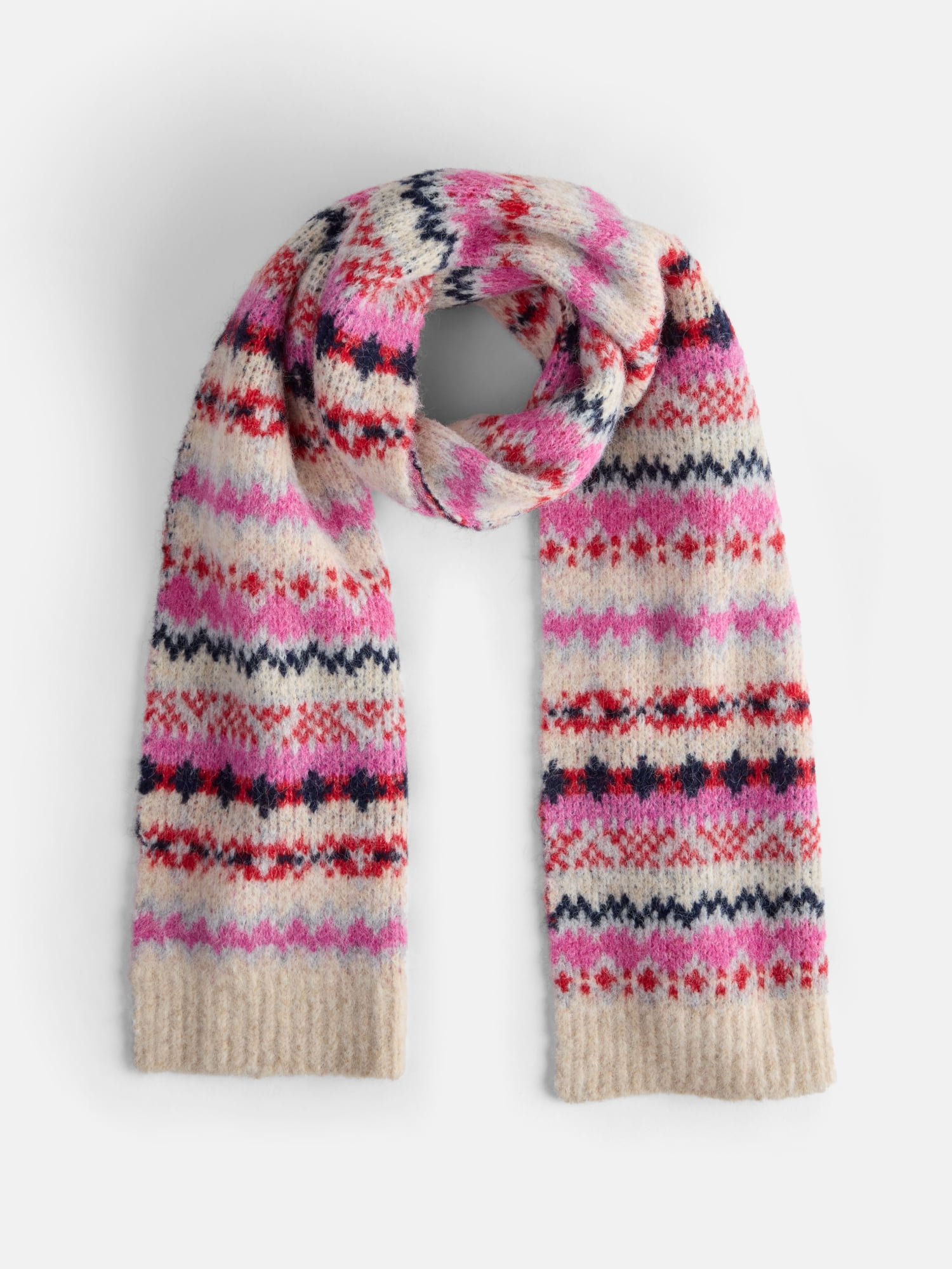 Free Assembly Women's Fair Isle Oblong Scarf, Oatmeal Heather