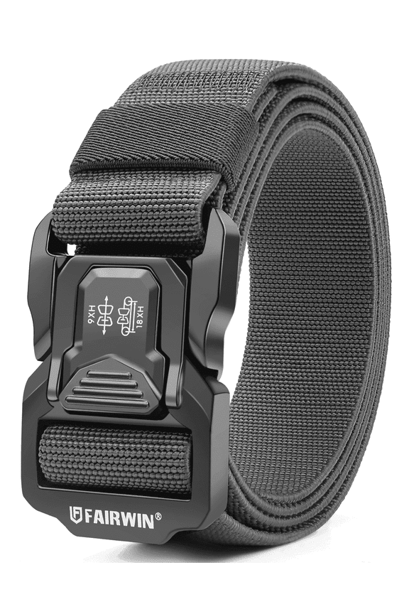 Belt for Men, Nylon Web Work Belt, Gray