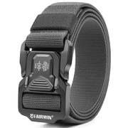FAIRWIN Belt for Men, Nylon Web Work Belt, Gray
