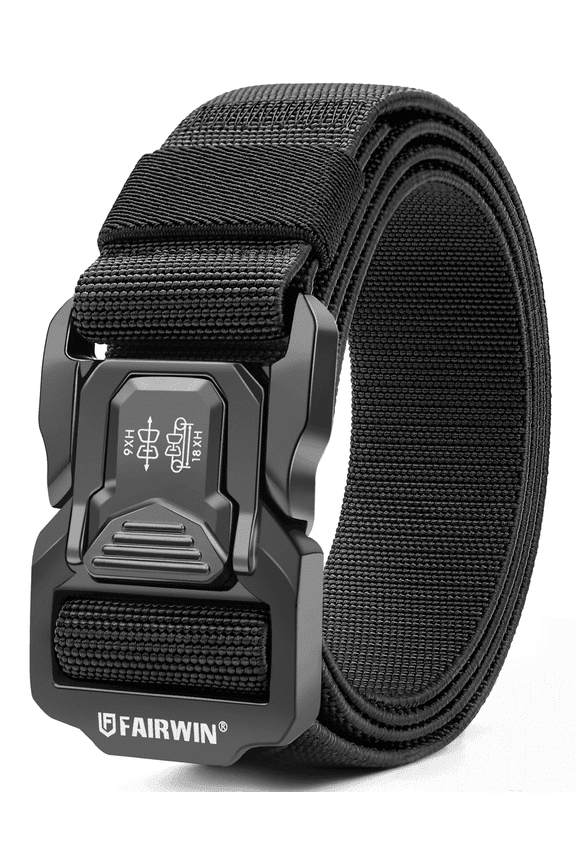 Belt for Men, Nylon Web Work Belt, Black