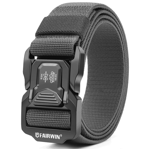 FAIRWIN Belt for Men, Nylon Web Work Belt, Gray