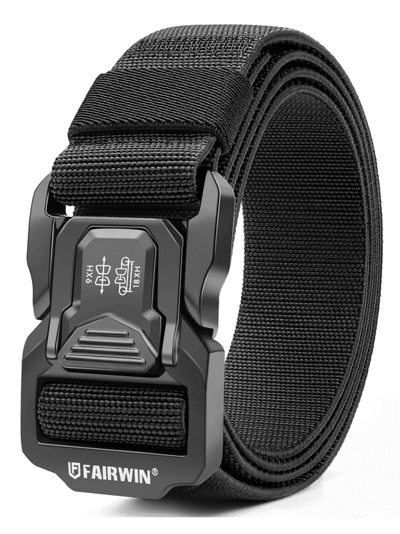Belt for Men, Nylon Web Work Belt, Black