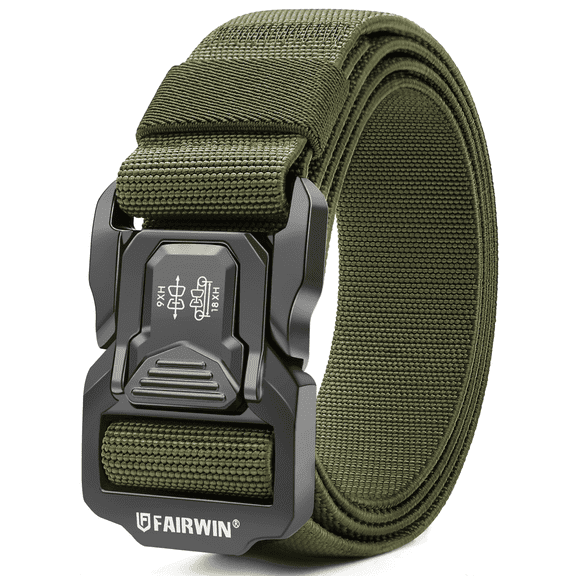FAIRWIN Belt for Men, Nylon Web Work Belt, Green