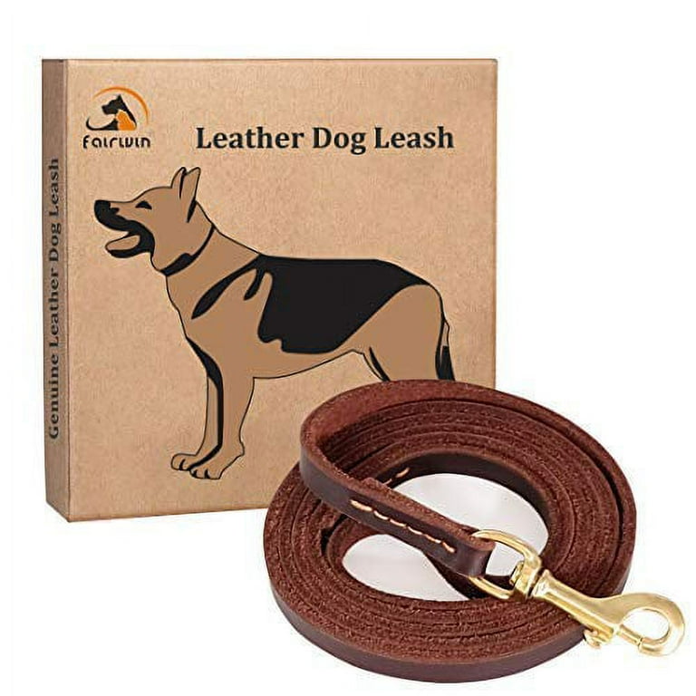 FAIRWIN Brown 6FT 5FT Genuine Leather Dog Leash Leads Rope for