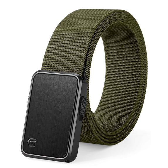 Fairwin Men's Belt, Stretch Nylon Web Belts for Men with Quick Release Buckle Casual Golf Work Belt Green