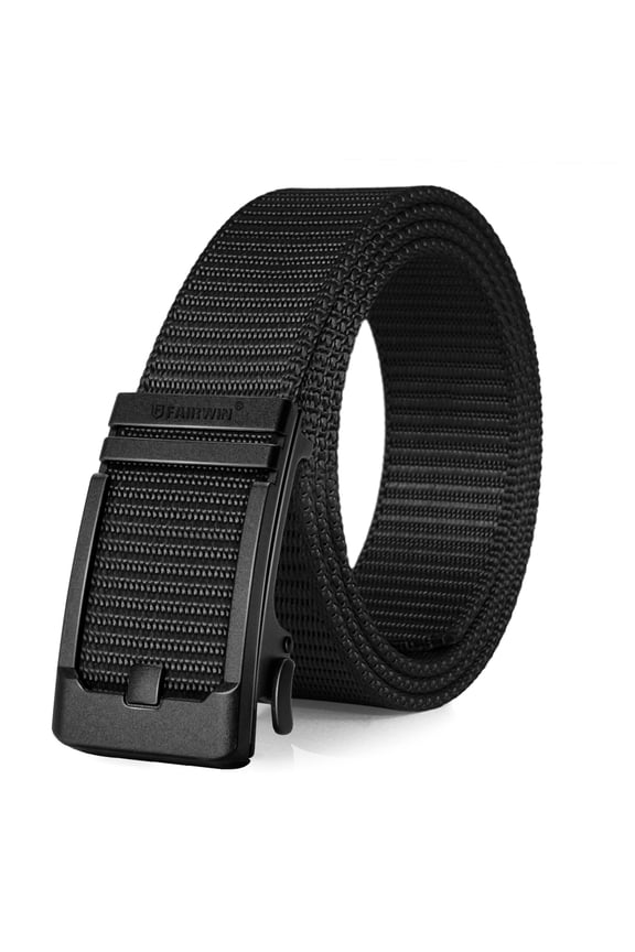Ratchet Belt for Men Nylon Web Work Belt with Automatic Buckle,Black,Waist 32"-38"