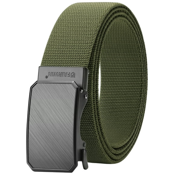 FAIRWIN Ratchet Belts for Men Nylon Web Golf Work Belt with Automatic Buckle, Green