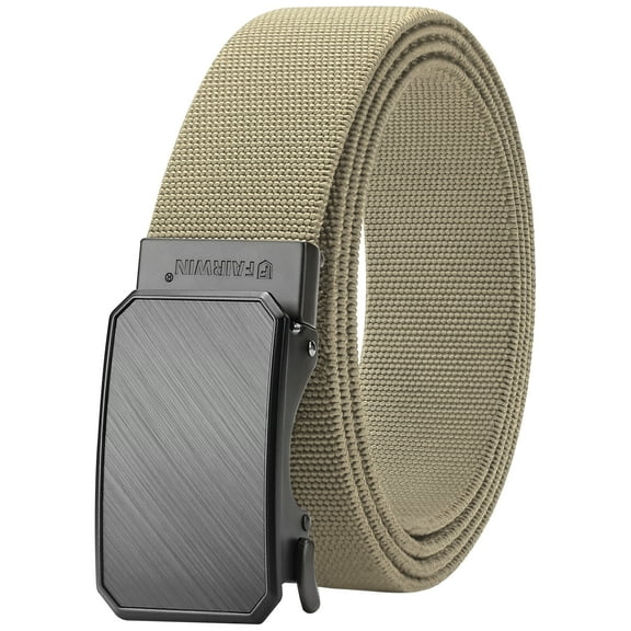 FAIRWIN Ratchet Belts for Men Nylon Web Golf Work Belt with Automatic Buckle, Khaki