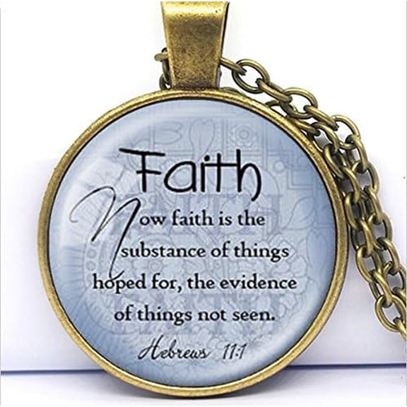 FAITH HEBREWS 11:1 Pendant Bible Quote Jewelry Scripture Pendant Faith Necklace