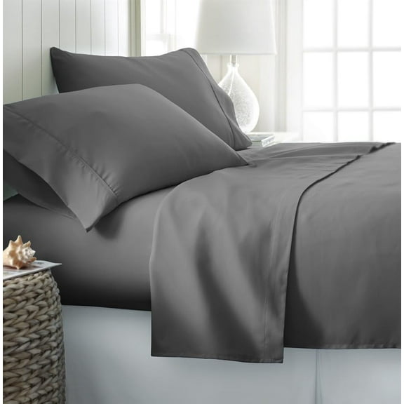 FAITH, HOPE, LOVE HOME DÉCOR 100% Cotton 4Pc Sheet Set 300 Thread Count Breathable Naturally Cool Soft Cotton Sheets 18" Deep Pockets- Full Grey