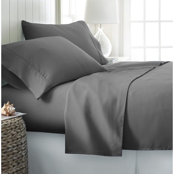 FAITH, HOPE, LOVE HOME DÉCOR 100% Cotton 4Pc Sheet Set 300 Thread Count Breathable Naturally Cool Soft Cotton Sheets 18" Deep Pockets- Queen Grey