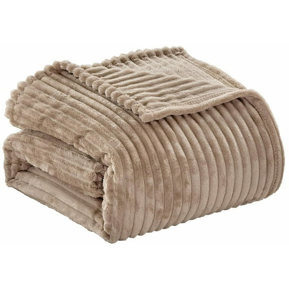 FAITH, HOPE, LOVE HOME DÉCOR Striata Ribbed Corduroy Blanket King size Ultra-Soft Plush Bed Blanket (108" x 90") - Taupe