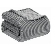 FAITH, HOPE, LOVE HOME DÉCOR Striata Ribbed Corduroy Blanket Queen size Ultra-Soft Plush Bed Blanket (90" x 90") - Grey