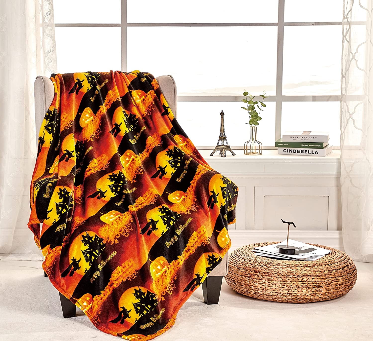 FAITH, HOPE, LOVE HOME DÉCOR Velvet Touch Holiday Throw Fleece Blanket (50" x 60") - Happy Halloween!