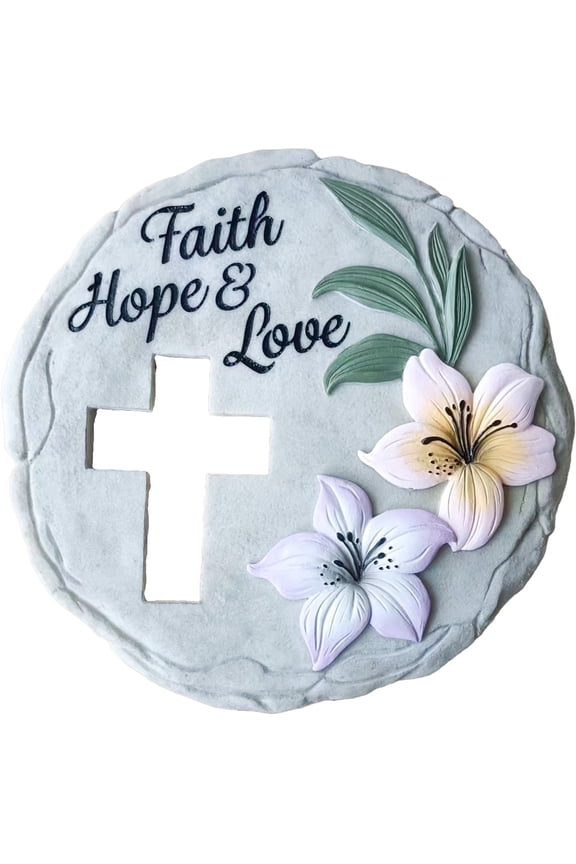 FAITH HOPE LOVE STEP STONE / DECORATIVE WALL PLAQUE
